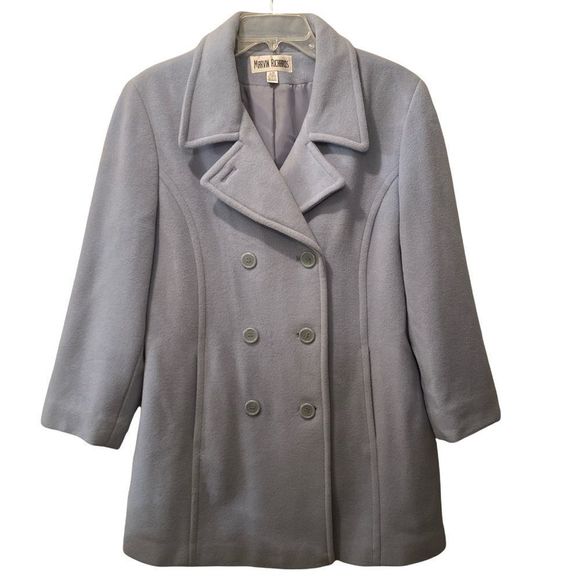 Vintage Marvin Richards Powder Blue Double Breasted Pea Coat Size Large - Picture 8 of 11